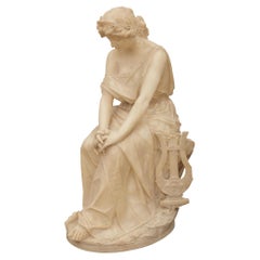 Estatua italiana de alabastro de finales del siglo XIX, firmada Emilio Fiaschi