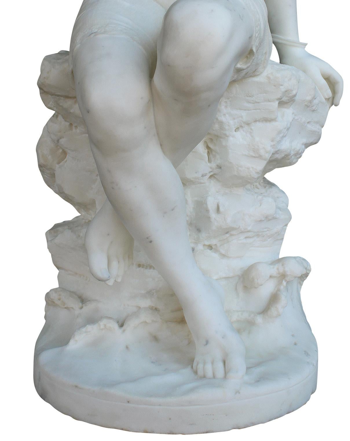 Italian Late 19th Century Belle Epoque Carved Marble Figure of a Bather Girl For Sale 13
