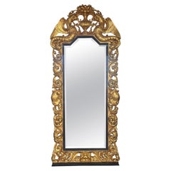 Italian Late 19th Century Carved Giltwood Mirror w/ Beveled Glass