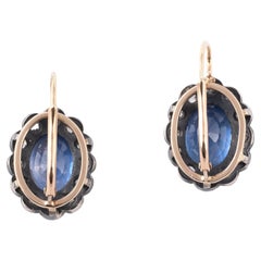 Italian late 19th century 7.4 ct Ceylon Sapphire and Diamonds earrings