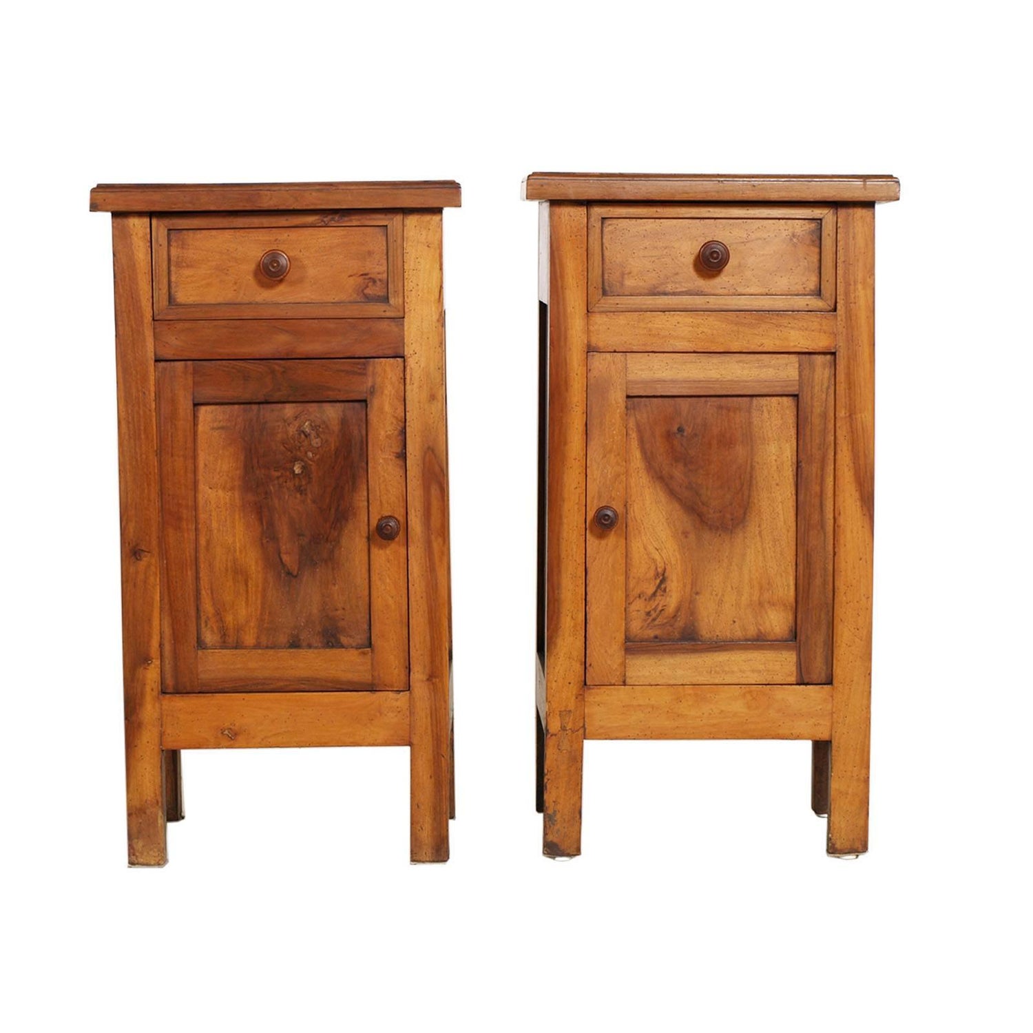 Italian Late 19th Century Country Nightstands In Solid Walnut Polished To Wax For Sale At 1stdibs