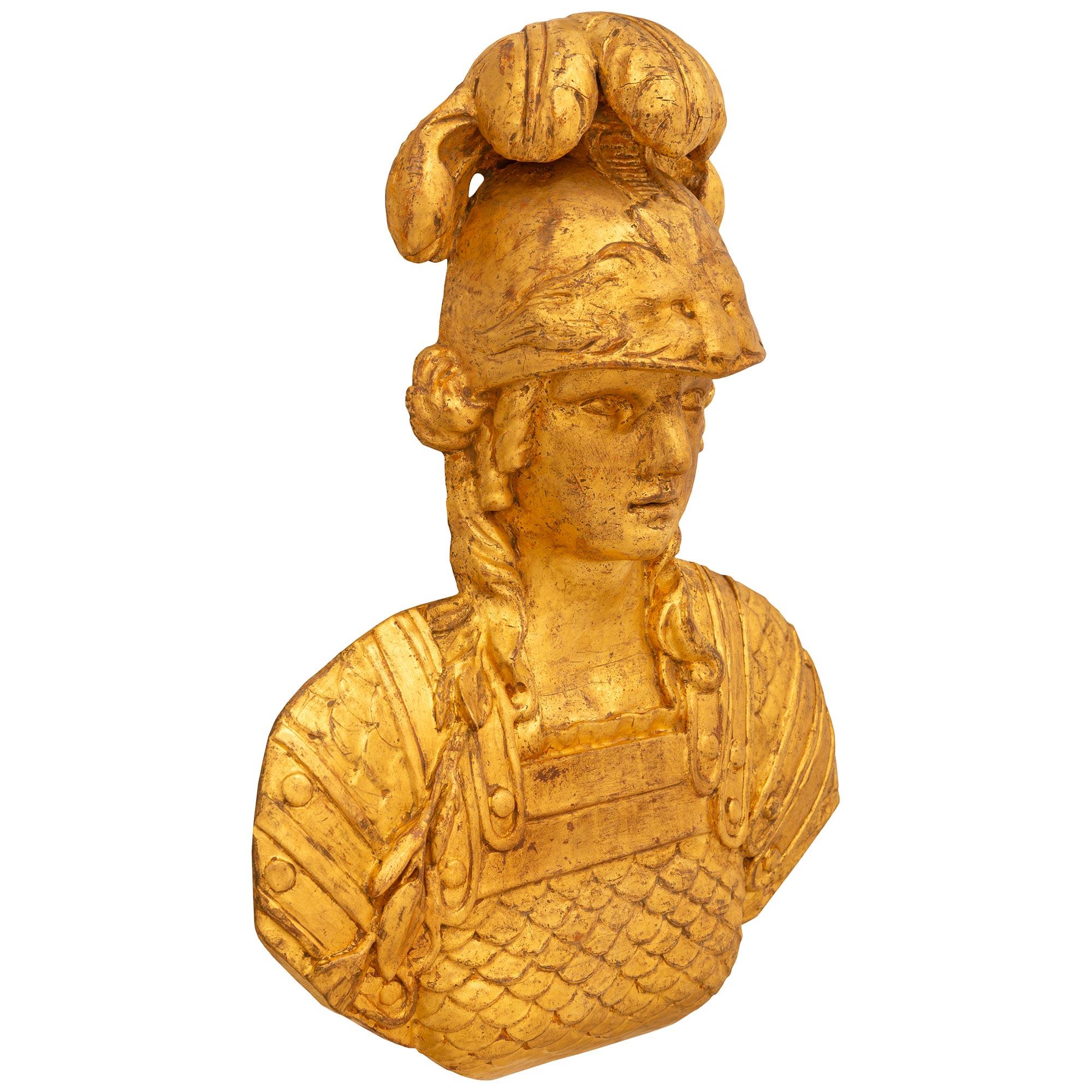 Italian Late 19th Century Giltwood Centurion Soldier Wall Decor In Good Condition For Sale In West Palm Beach, FL