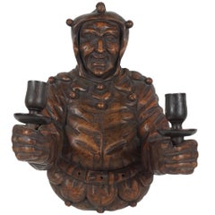 Italian Late 19th Century Large Carved Wood Wall Sconce