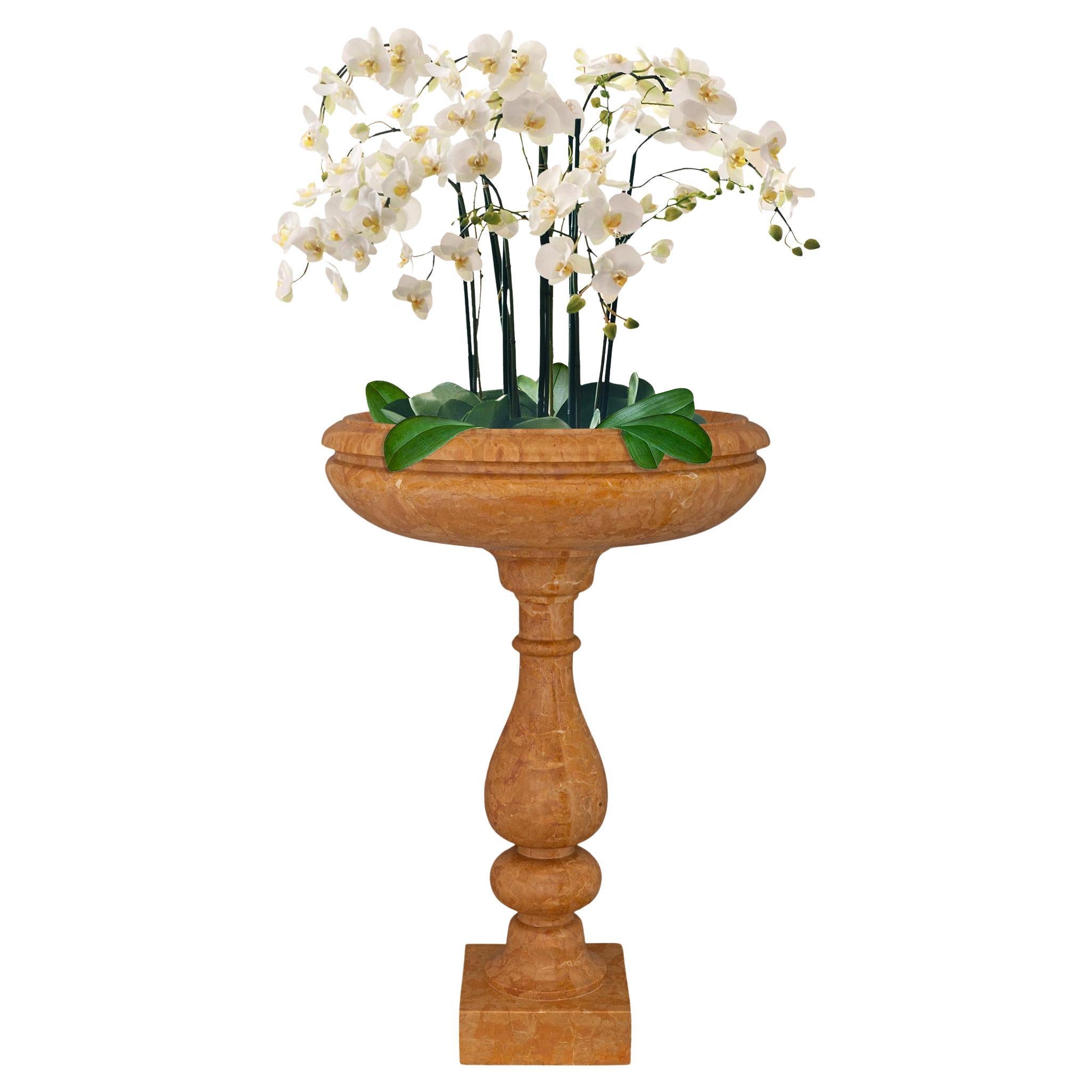 Italian late 19th century Louis XVI st. Giallo Reale marble birdbath/planter