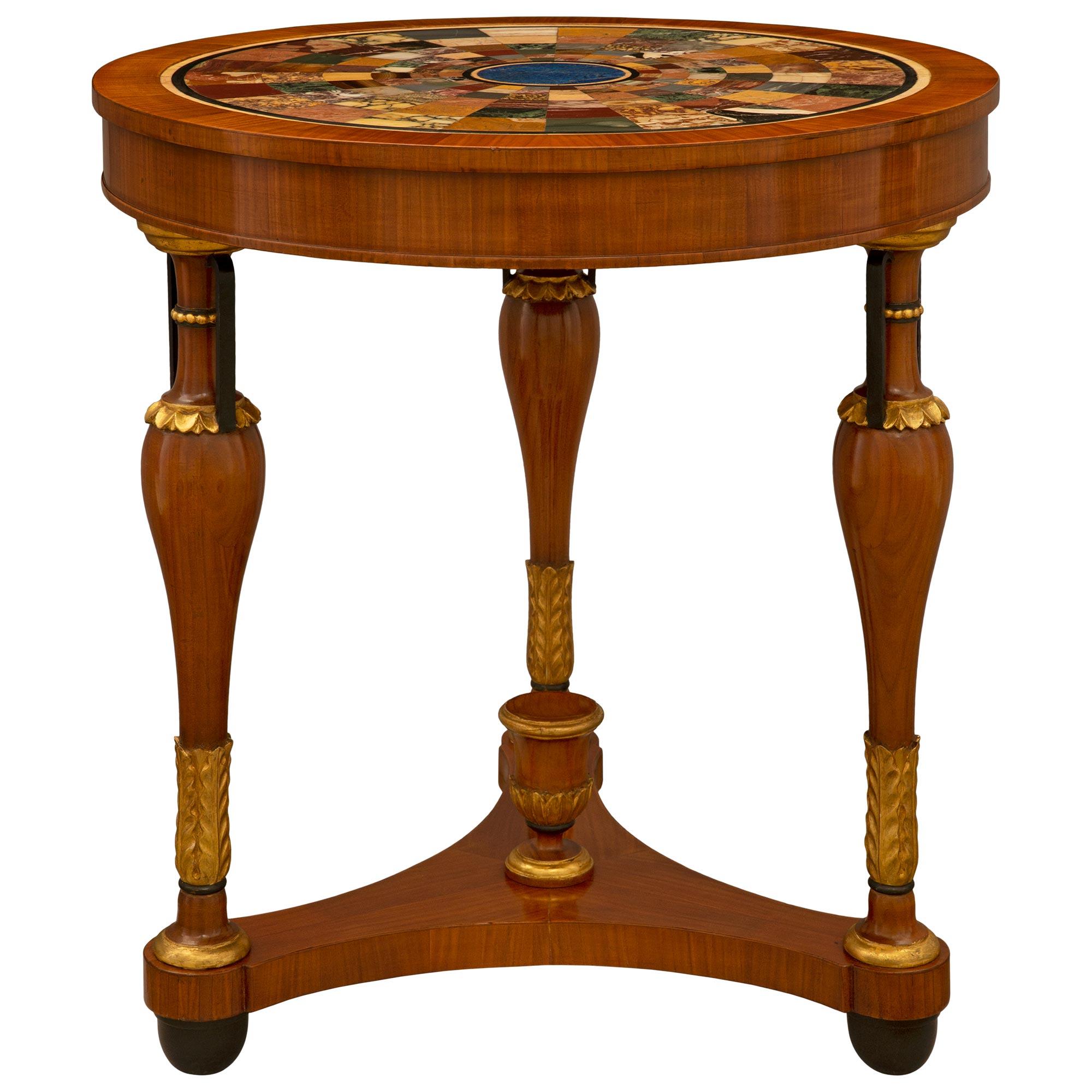 Italian Late 19th Century Neoclassical St. Mahogany Marble Specimen Side Table In Good Condition For Sale In West Palm Beach, FL