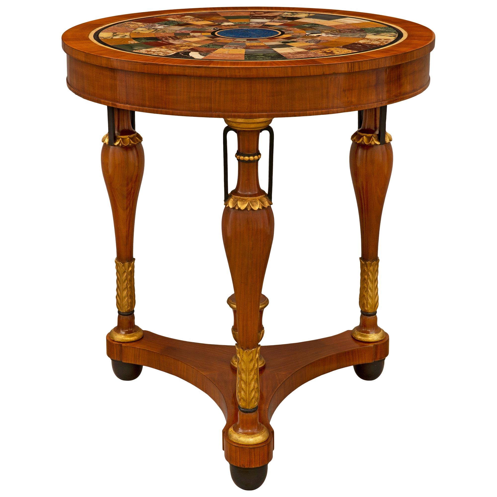 Italian Late 19th Century Neoclassical St. Mahogany Marble Specimen Side Table For Sale 5