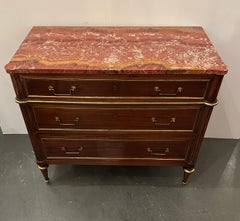 Italian Late 19th Century Walnut Marble Top Chest