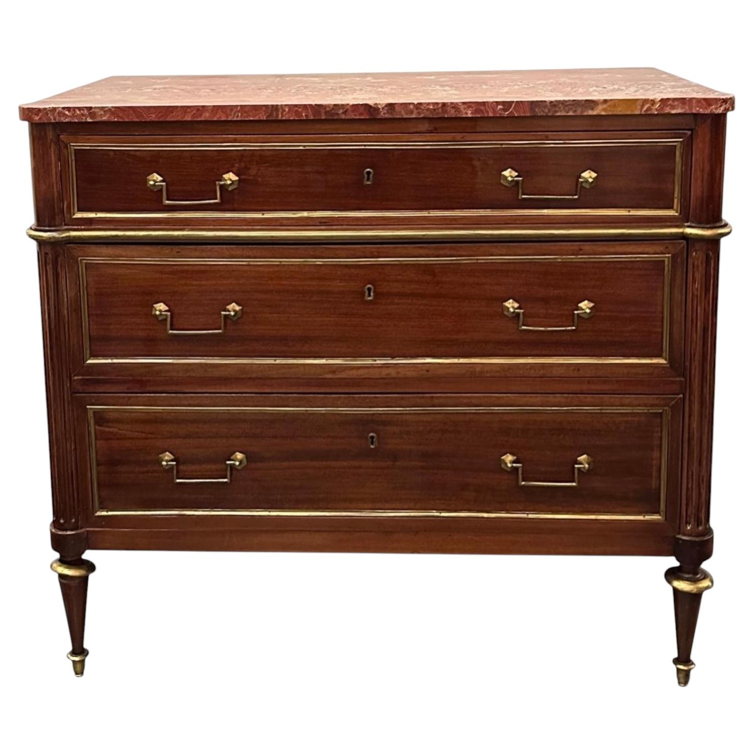 Italian Late 19th Century Walnut Marble Top Chest For Sale