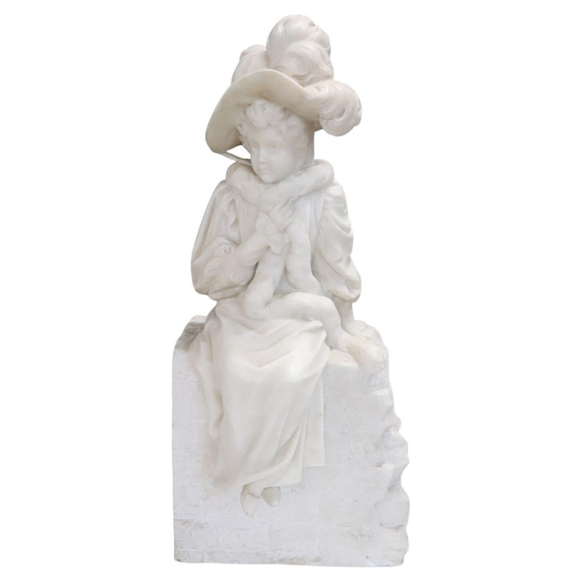 Scultura antica in marmo bianco italiana della fine del XIX secolo