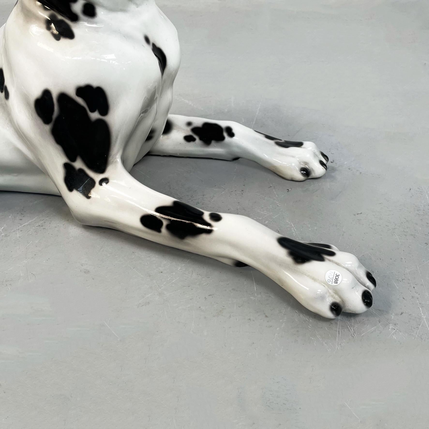 Italian Late 20th Century Black and White Ceramic Alano Dog Sculpture, 1970s 7