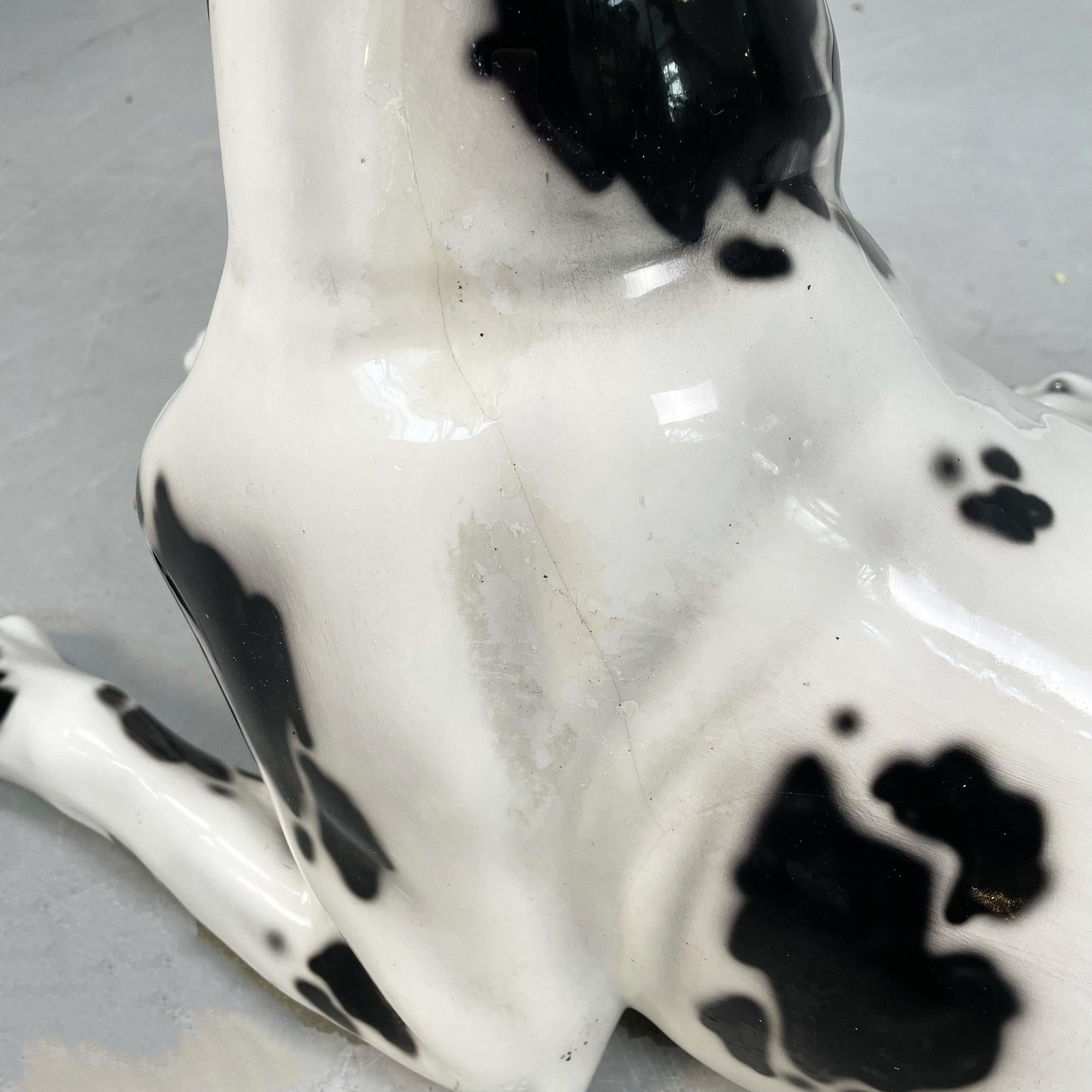 Italian Late 20th Century Black and White Ceramic Alano Dog Sculpture, 1970s 12
