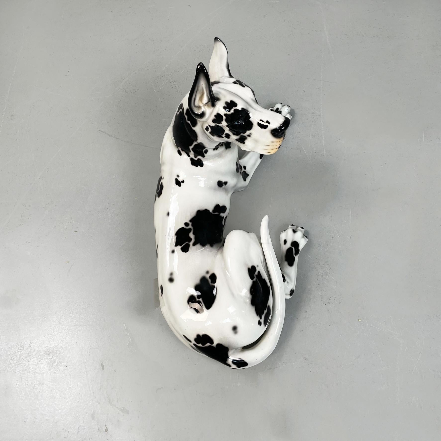 Italian Late 20th Century Black and White Ceramic Alano Dog Sculpture, 1970s 2