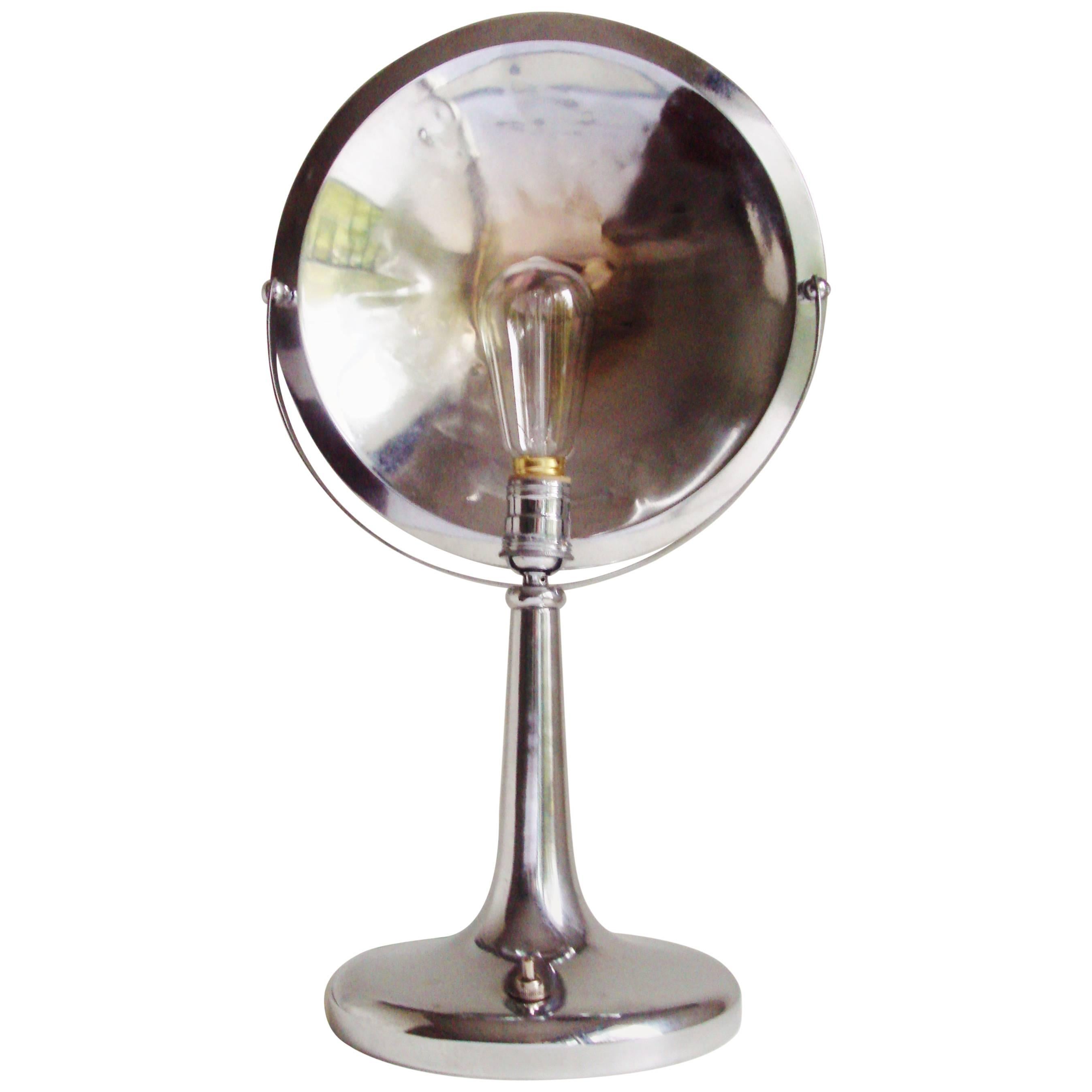 Italian Late Art Deco Chrome and Black Enamel Adjustable Desk Lamp by Zerowatt For Sale