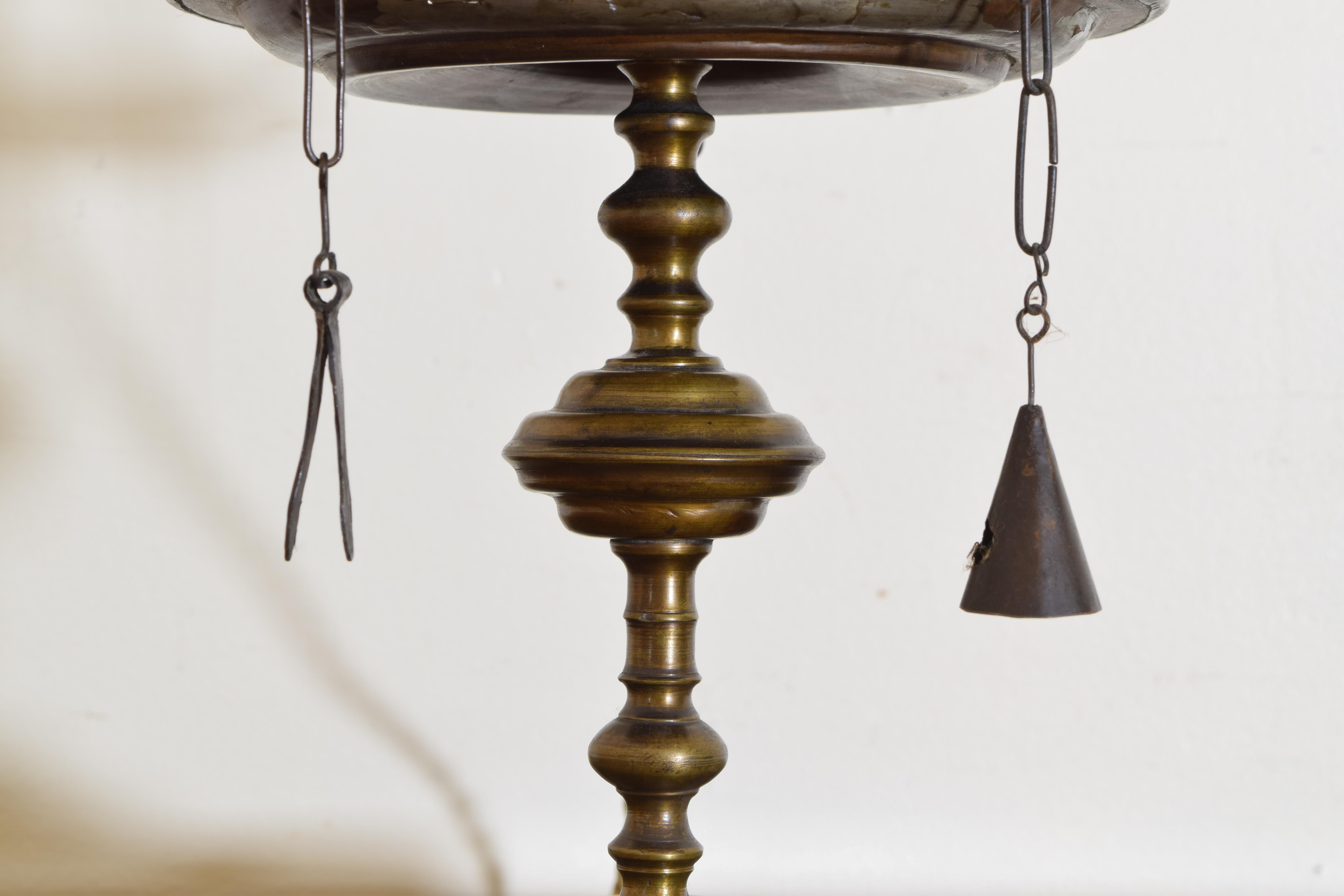 Italian Late Baroque Brass Oil Lamp, Now a Table Lamp, Early 18th Century 4