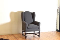 Italian Late Baroque Period Walnut & Upholstered Wing Chair, Early 18th Century
