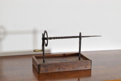 Italian Late Baroque Period Wrought Iron & Brass Candle Borer on Later Stand