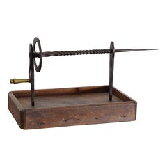 Italian Late Baroque Period Wrought Iron & Brass Candle Borer on Later Stand