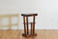 Italian Late Deco Period Walnut 3-Tiered, 3 1/2 Leg, 1-Drawer Table, ca. 1940