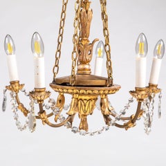 Italian Late Empire Carved and Gilded Chandelier with Cut Glass Prisms
