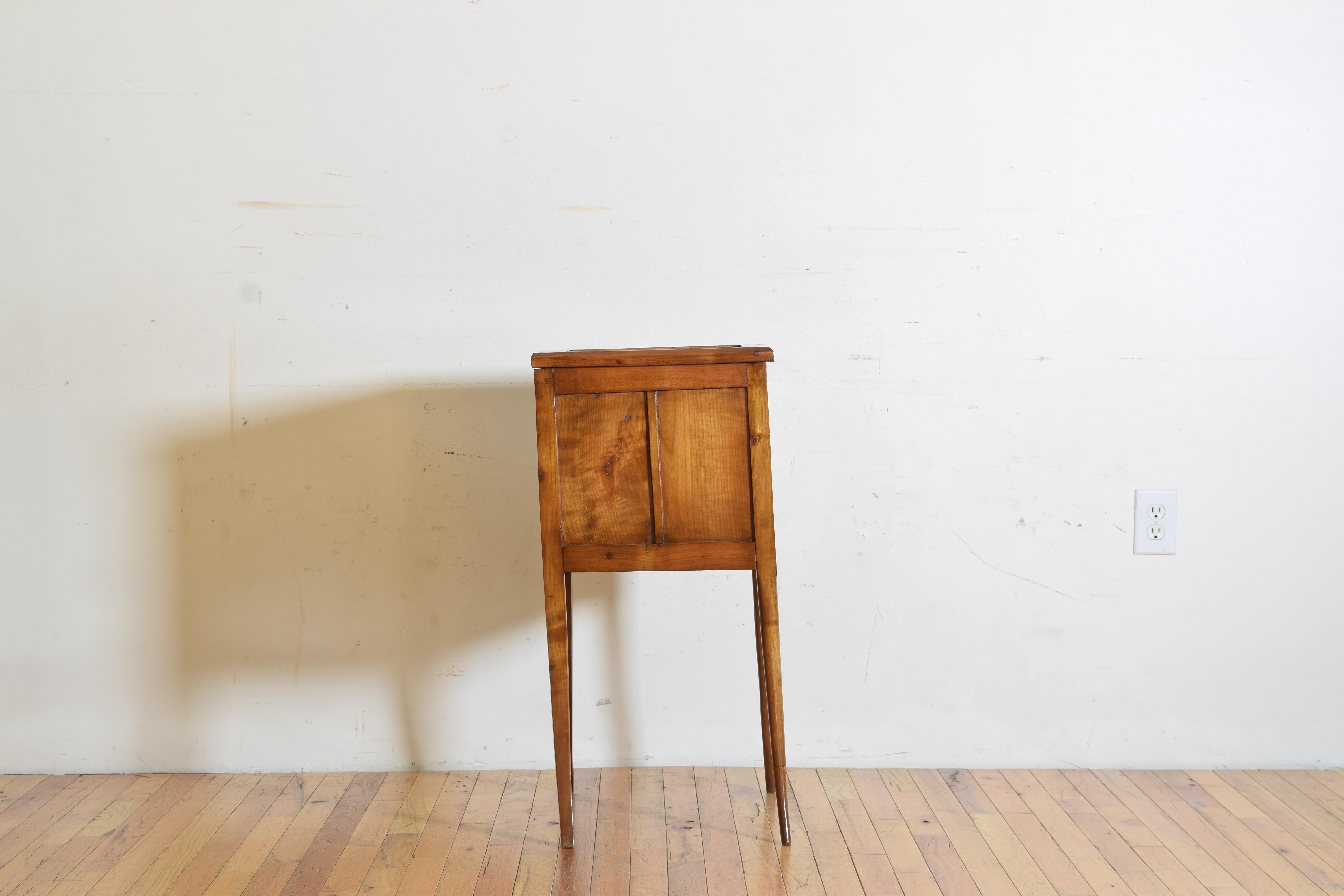 Italian Late Neoclassic Cherrywood Tamboor Front Marble Top Table, 4thq 19thc In Good Condition For Sale In Atlanta, GA