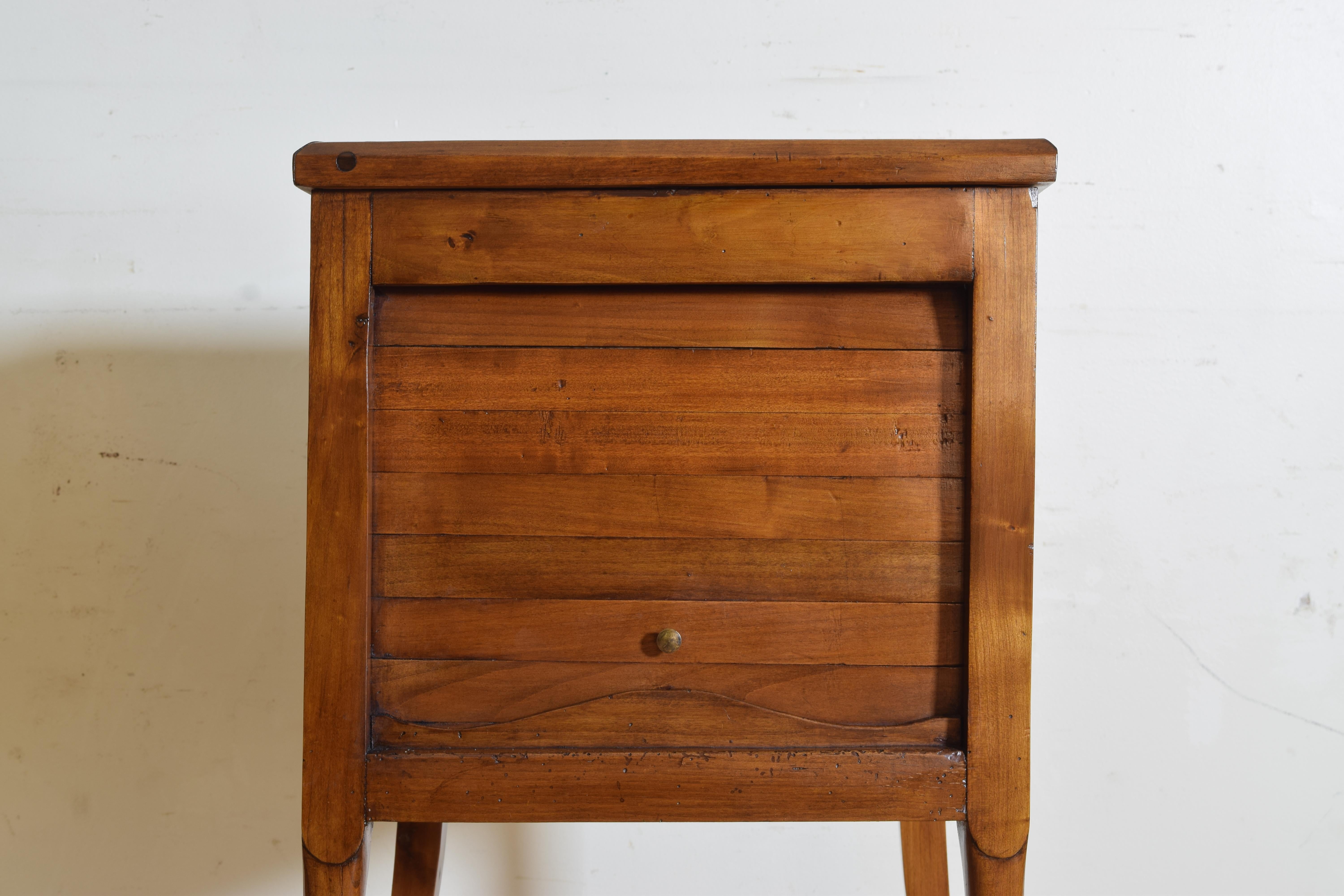 Late 19th Century Italian Late Neoclassic Cherrywood Tamboor Front Marble Top Table, 4thq 19thc For Sale