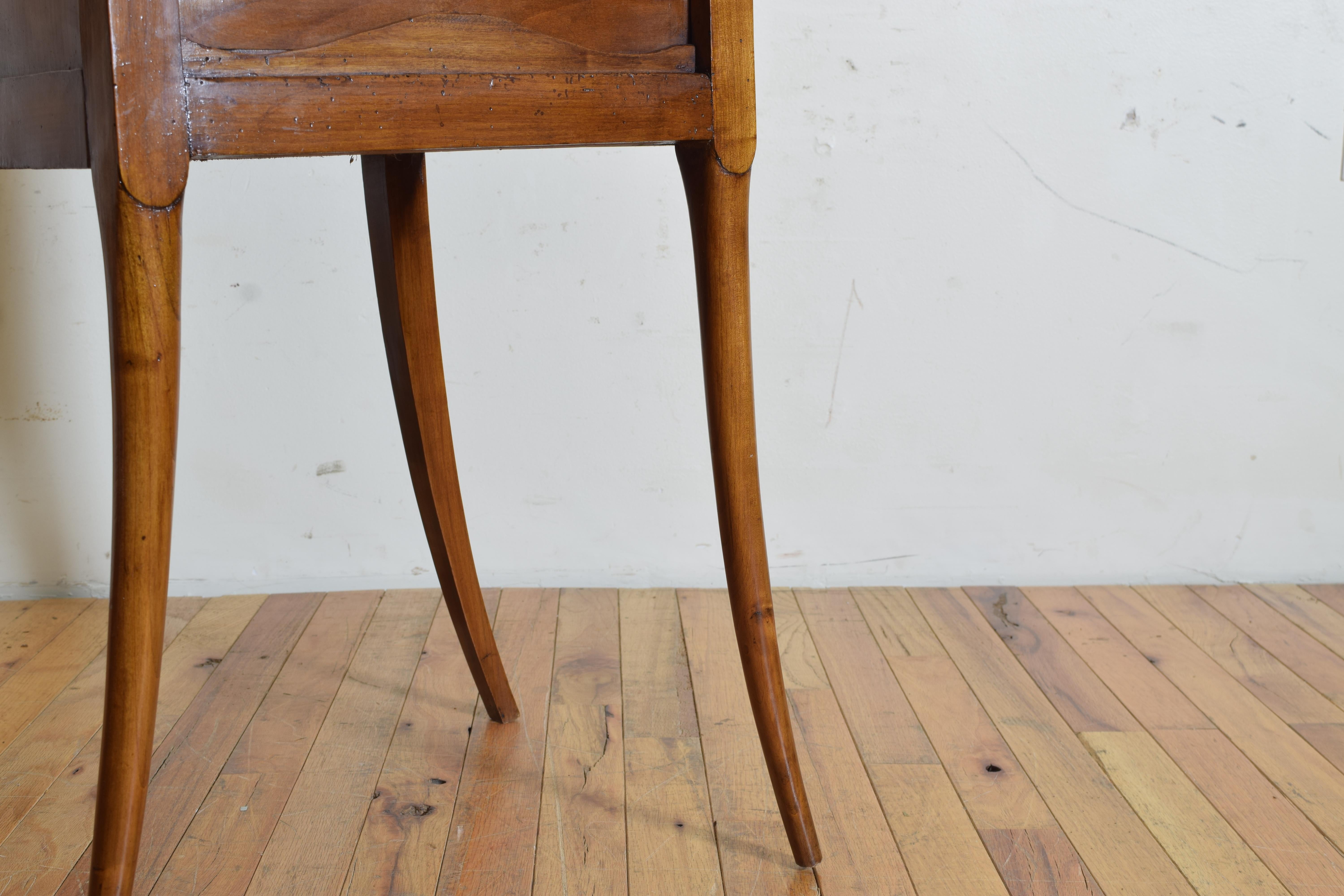 Italian Late Neoclassic Cherrywood Tamboor Front Marble Top Table, 4thq 19thc For Sale 3