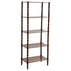 Italian Late Neoclassic Finely Turned Walnut 5-Tier Etagere, ca. 1840