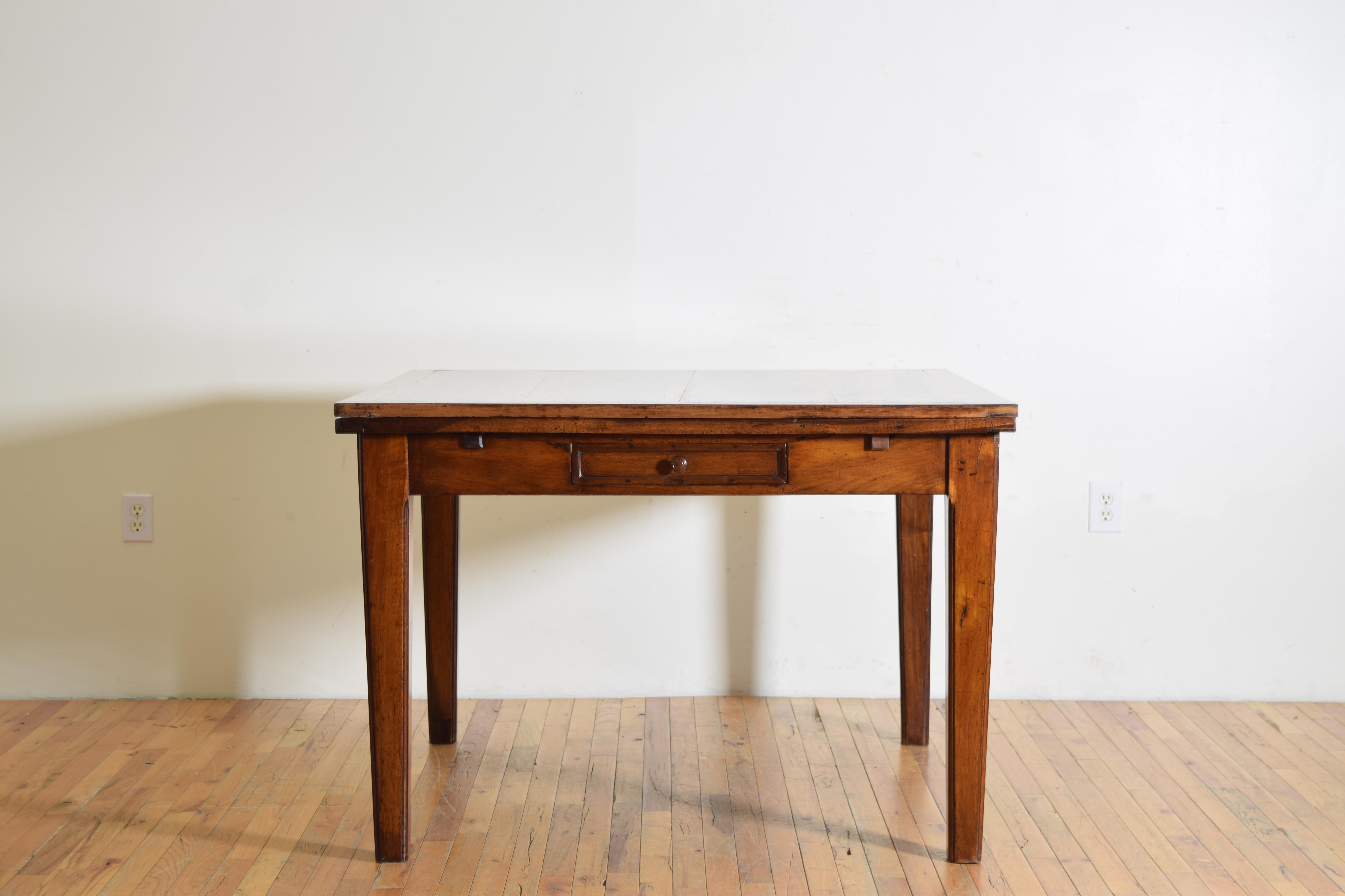 Neoclassical Italian Late Neoclassic Solid Walnut Metamorphic Kitchen Dining Table, ca. 1840 For Sale