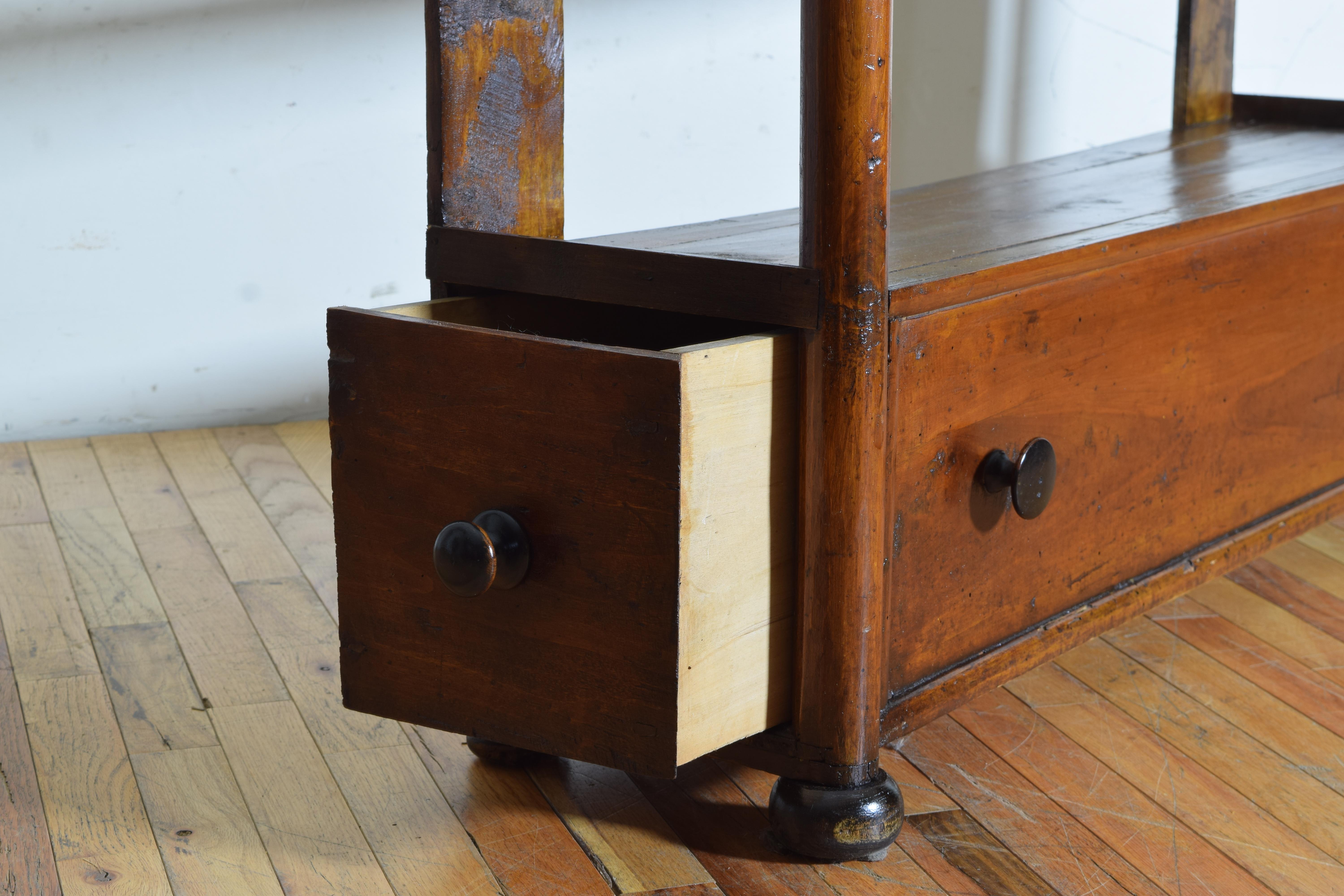 Italian Late Neoclassic Walnut Étagère with Two Side Drawers, Mid-19th Century 6
