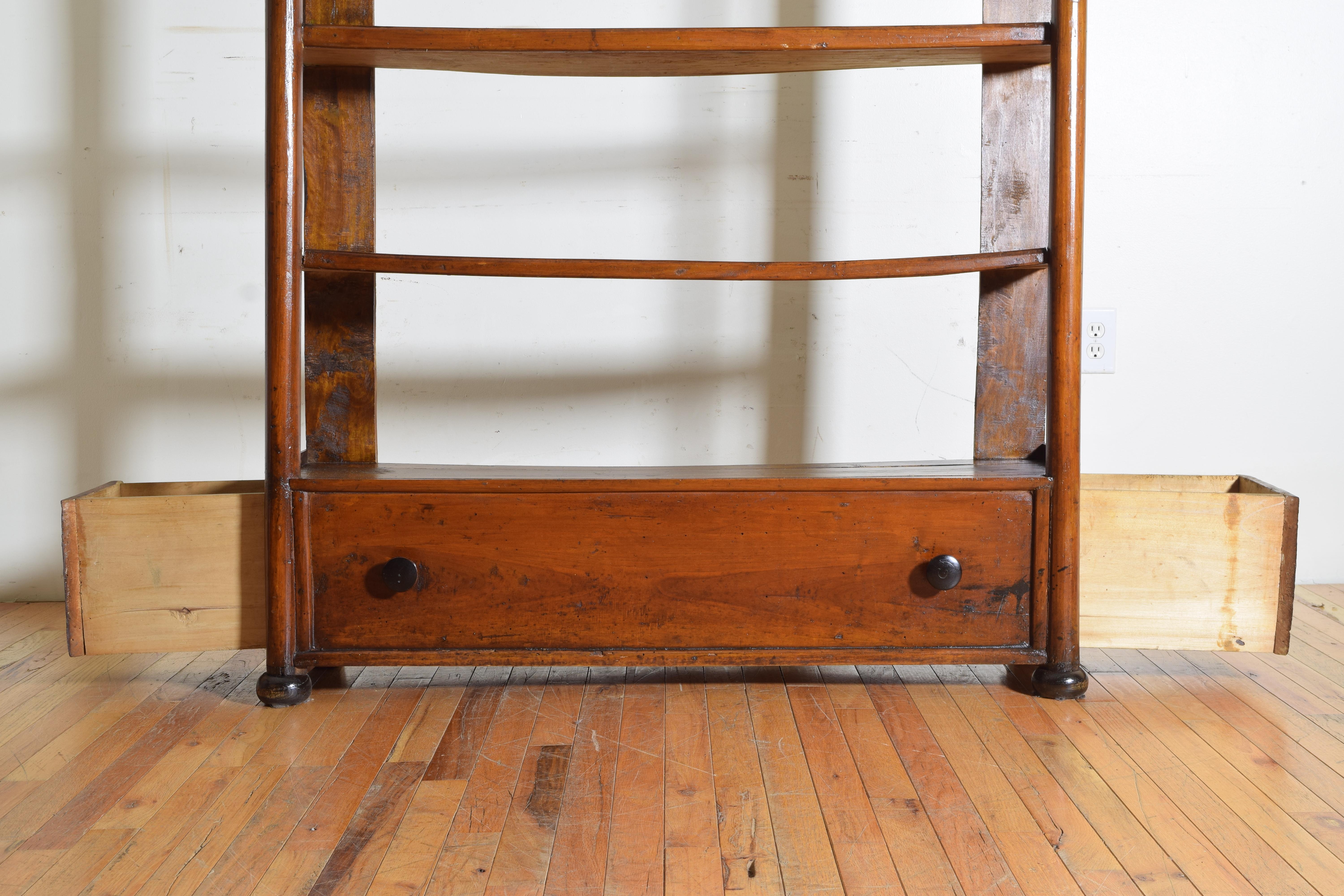 Italian Late Neoclassic Walnut Étagère with Two Side Drawers, Mid-19th Century 5