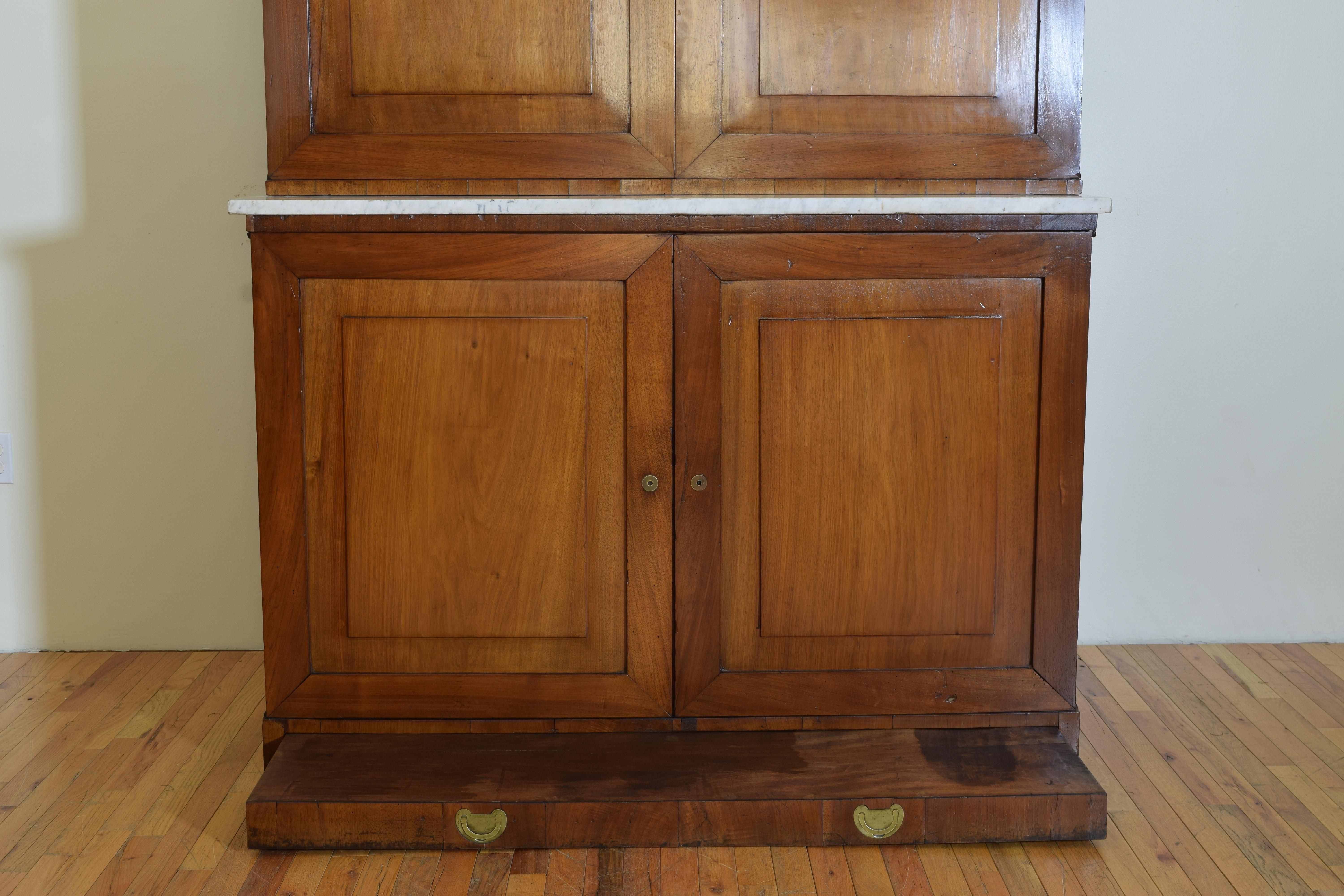 Italian Late Neoclassic Walnut & Marble 2-Piece Altar Cabinet, Mid 19th Century For Sale 7