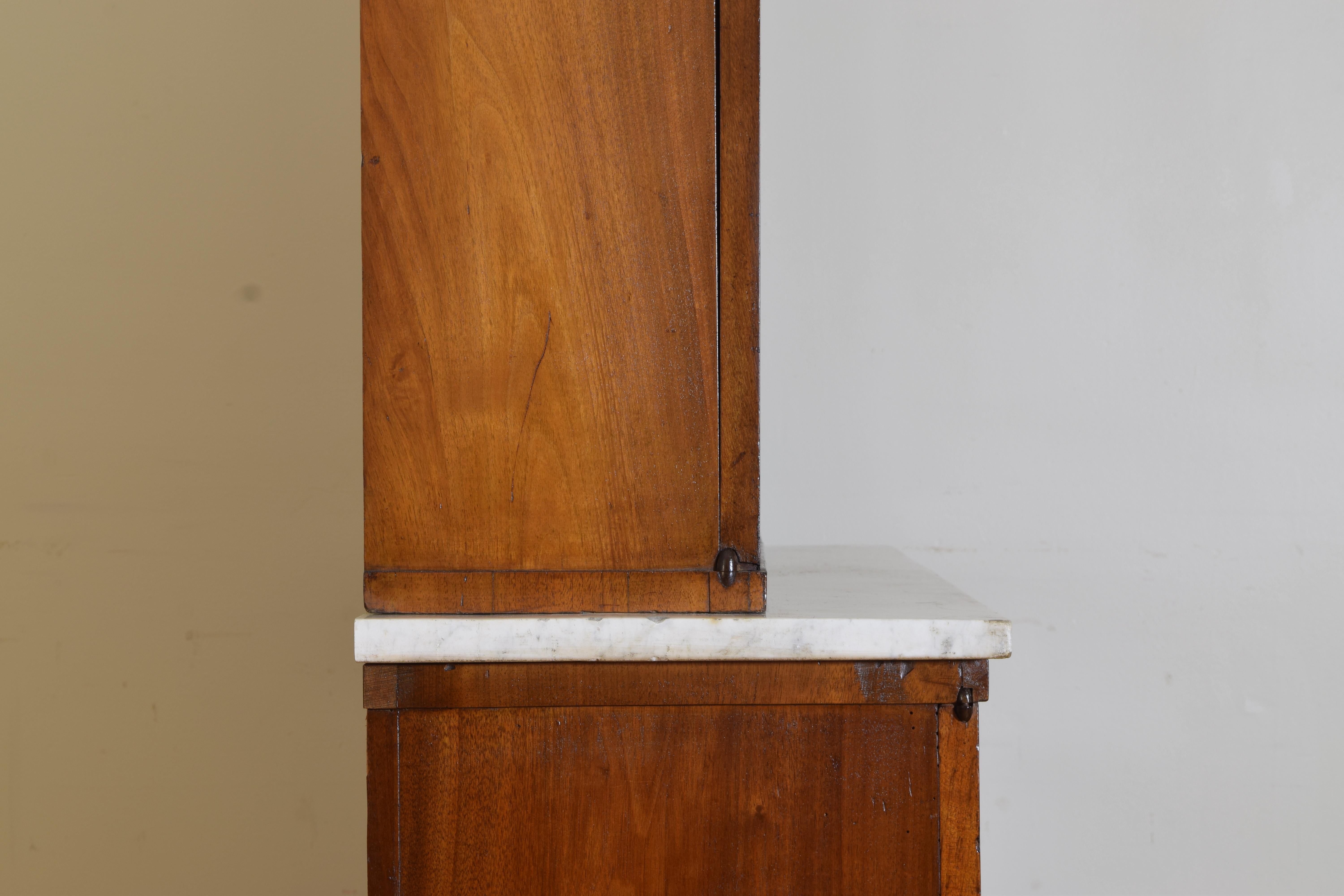 Italian Late Neoclassic Walnut & Marble 2-Piece Altar Cabinet, Mid 19th Century For Sale 4