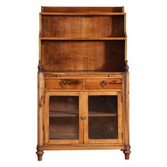 Italian Late Neoclassic Walnut Small Glass Door Cabinet, ca. 1840