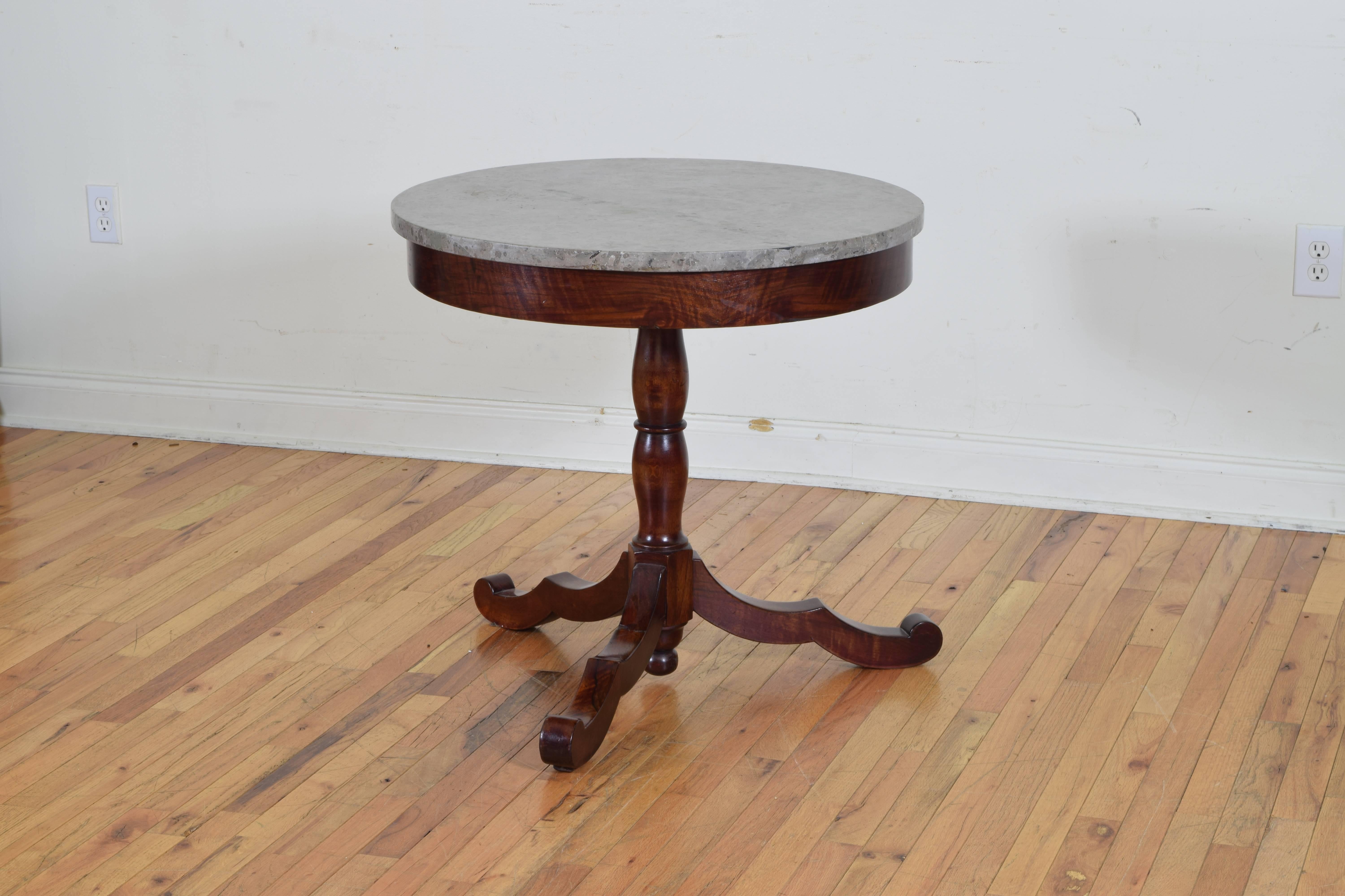 19th Century Italian Late Neoclassical Period Mahogany and Marble-Top Center Table circa 1840