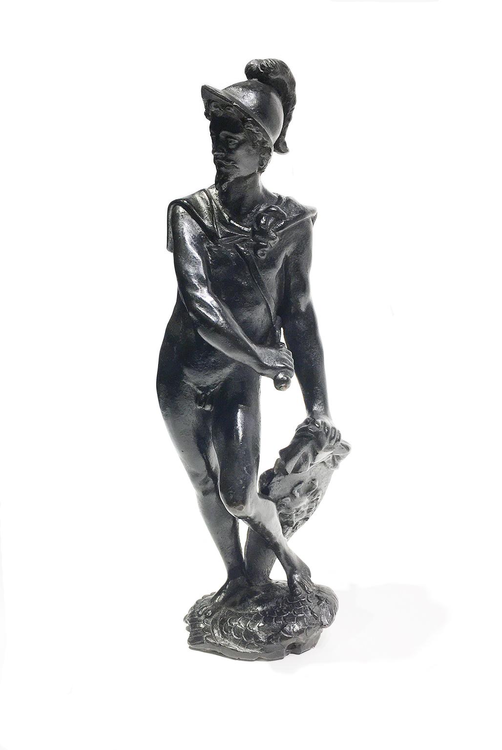 Perseus (or Mars?)
Padua, first half of the 17th century
follower of Tiziano Aspetti (Padua, 1559 - Pisa, 1607)
bronze with dark patina
State of conservation: the dark patina covering it has some gaps and some scratches.
Under the base there is