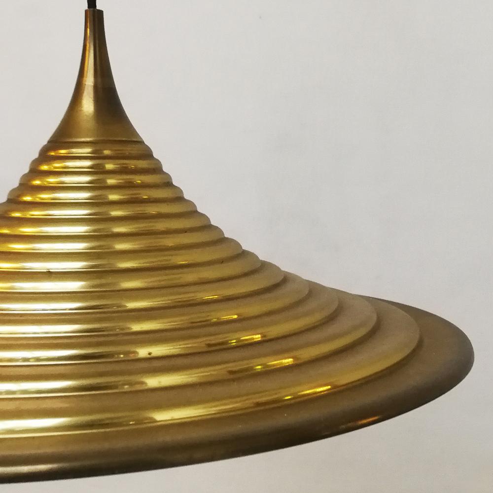 Italian Lathed Metal Brass Finishing Hanging Lamps, 1970s 6