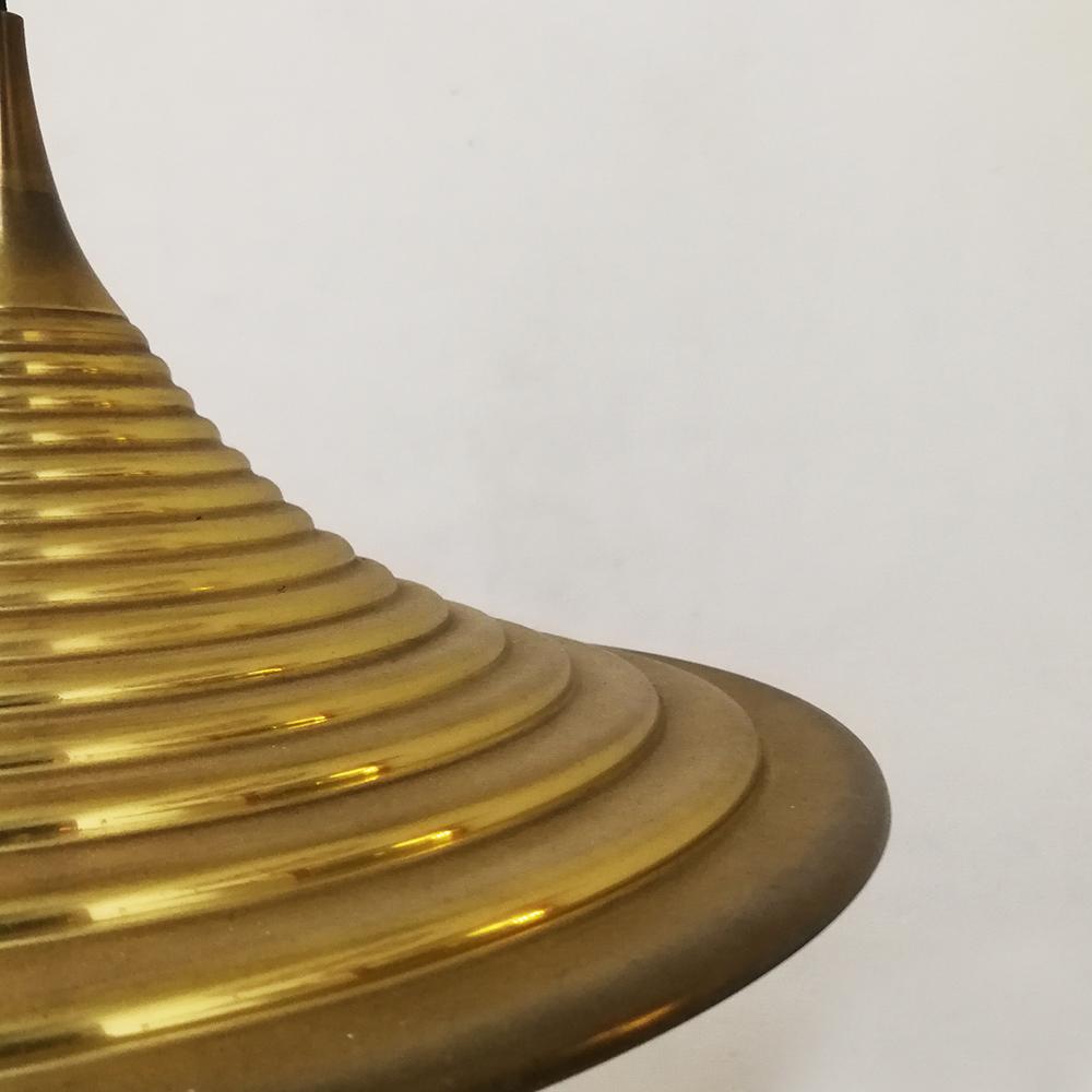 Italian Lathed Metal Brass Finishing Hanging Lamps, 1970s 7