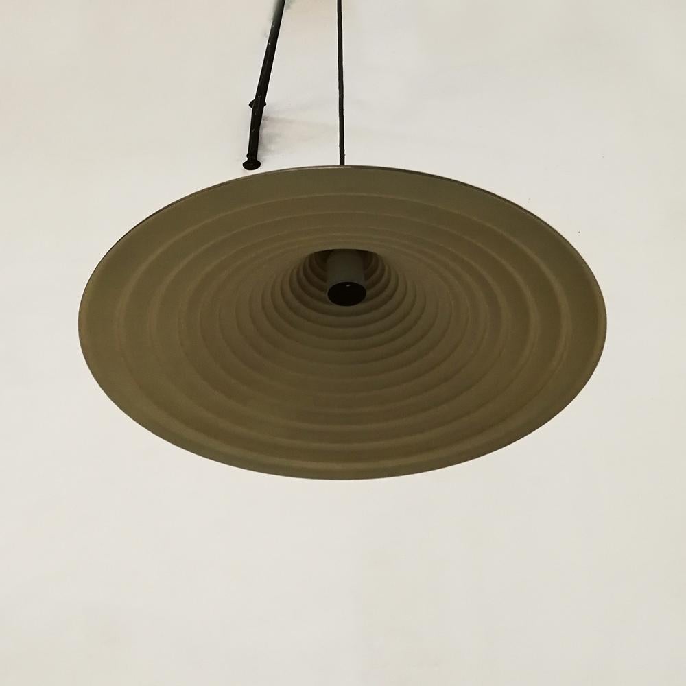 Italian Lathed Metal Brass Finishing Hanging Lamps, 1970s 8