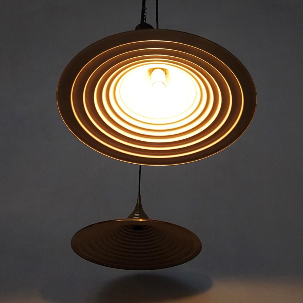 Italian Lathed Metal Brass Finishing Hanging Lamps, 1970s 2