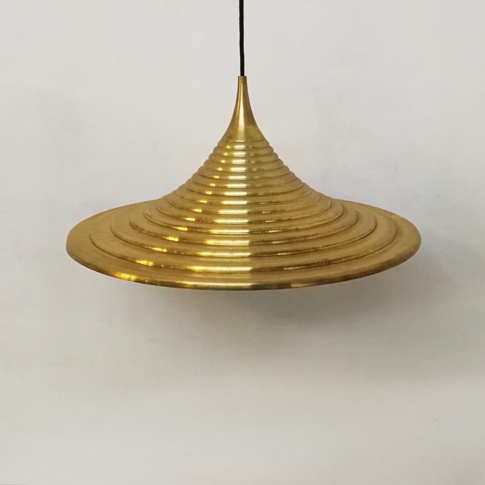 Italian Lathed Metal Brass Finishing Hanging Lamps, 1970s 4