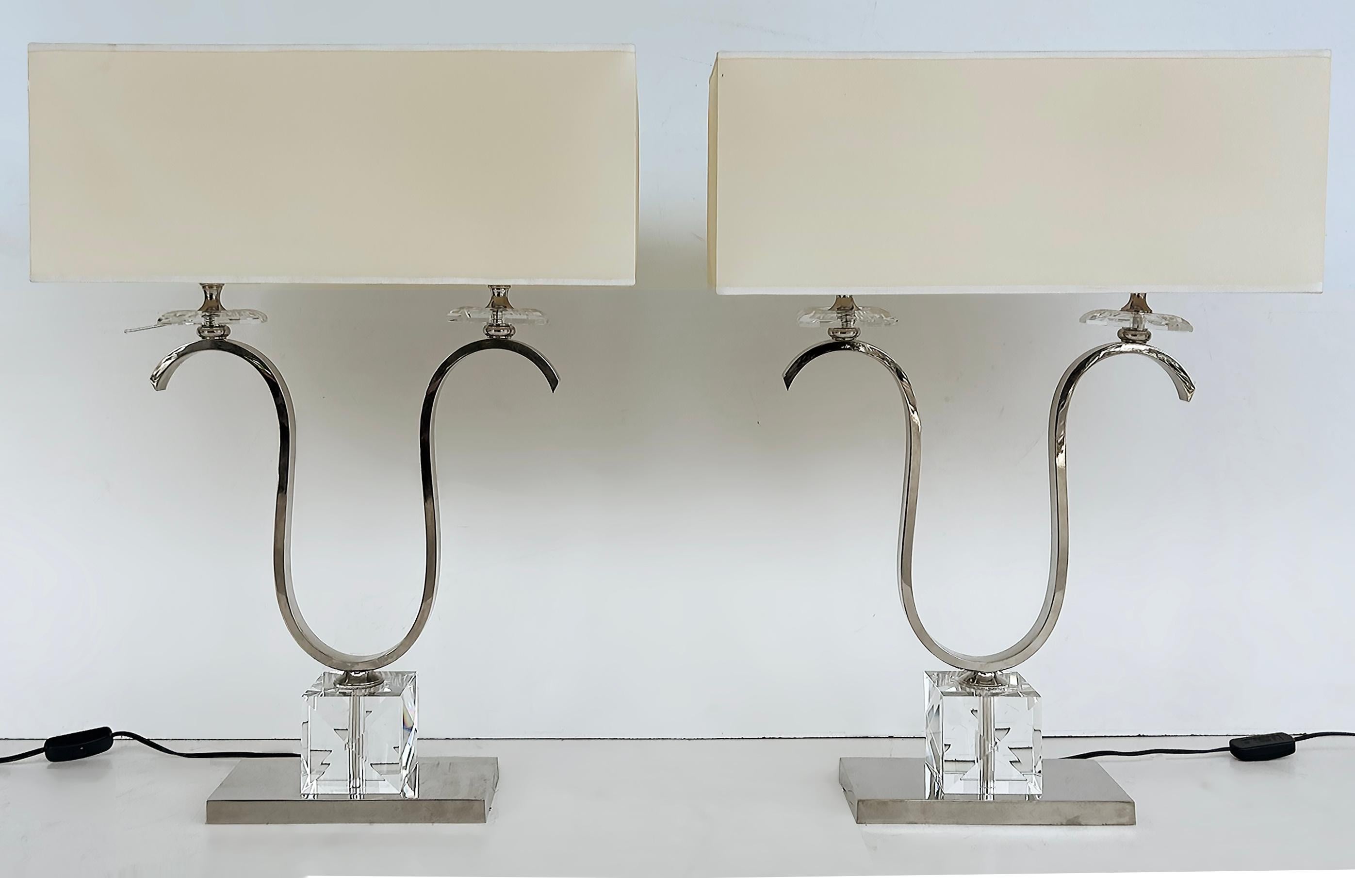 Italienische Laudarte SRL Chrom-Kristall-Tischlampen, unbenutztes Paar, Ausstellungsraum, Paar im Angebot 10
