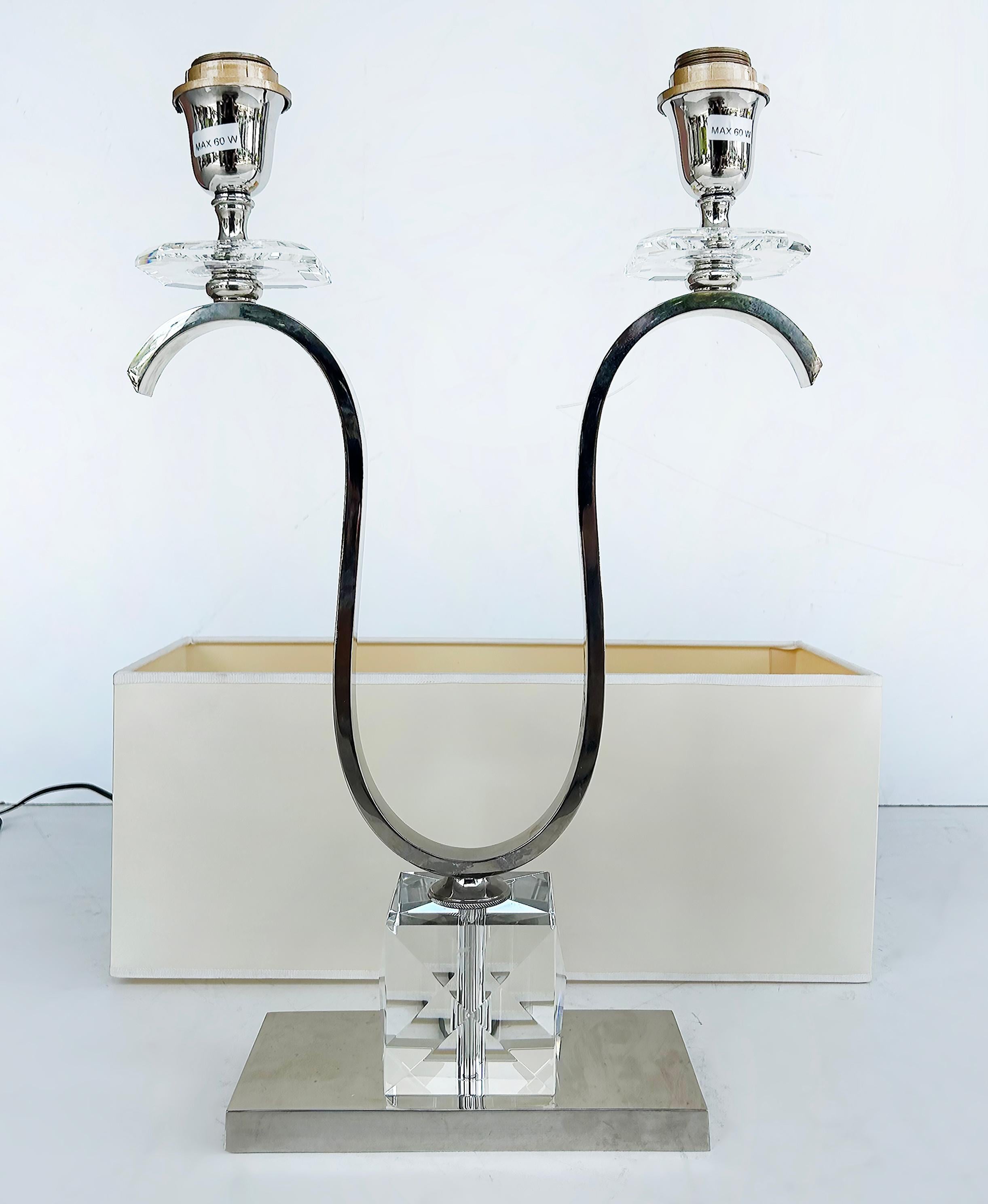 Italienische Laudarte SRL Chrom-Kristall-Tischlampen, unbenutztes Paar, Ausstellungsraum, Paar im Angebot 2