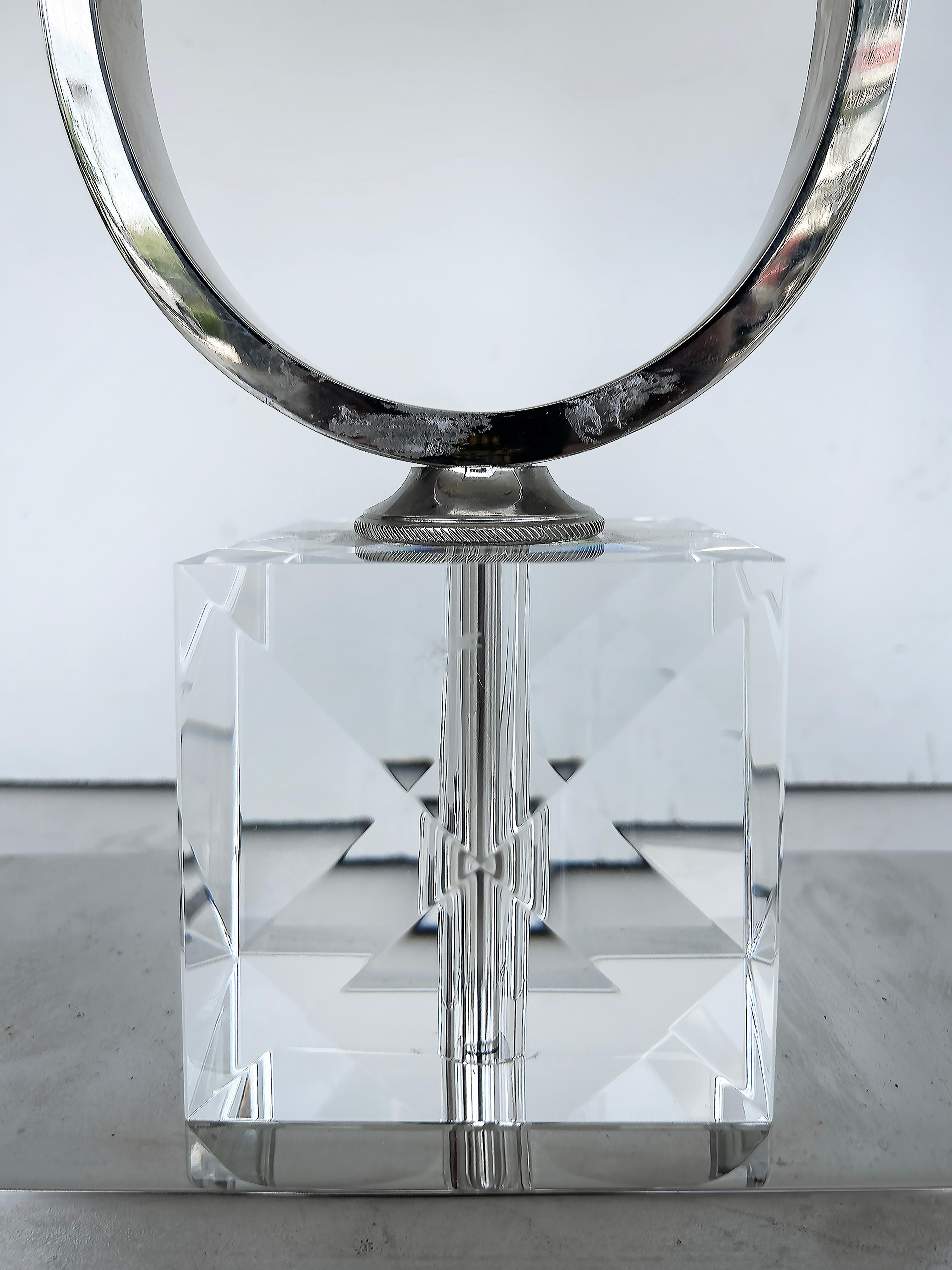 Italienische Laudarte SRL Chrom-Kristall-Tischlampen, unbenutztes Paar, Ausstellungsraum, Paar im Angebot 3