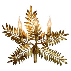 Applique italienne en feuilles de laurier dorées, années 1950