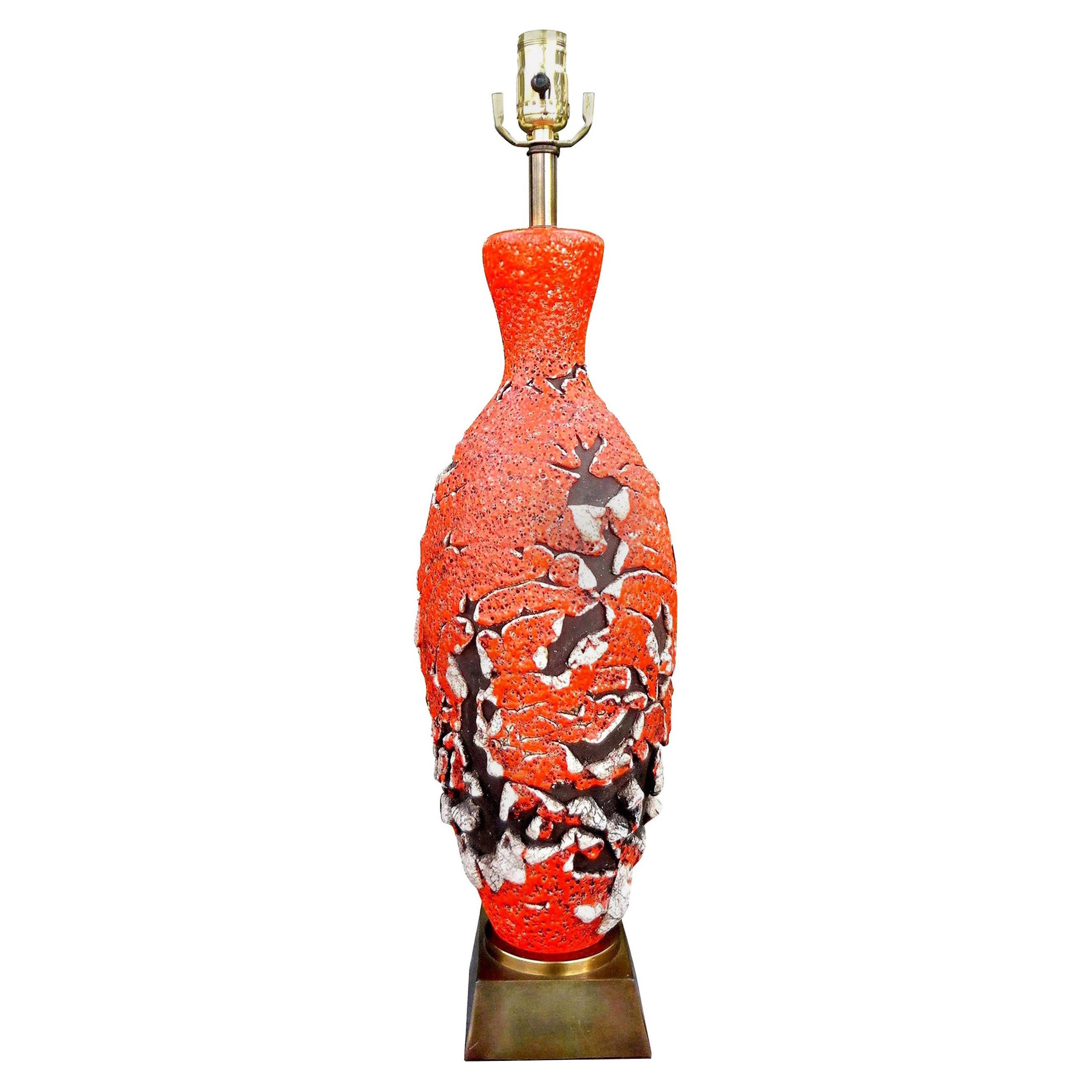Italian "Lava" Glaze Table Lamp After Marcello Fantoni For Sale