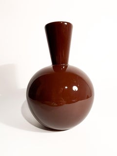 Vaso italiano in ceramica marrone di Lavenia dipinto a mano anni '50