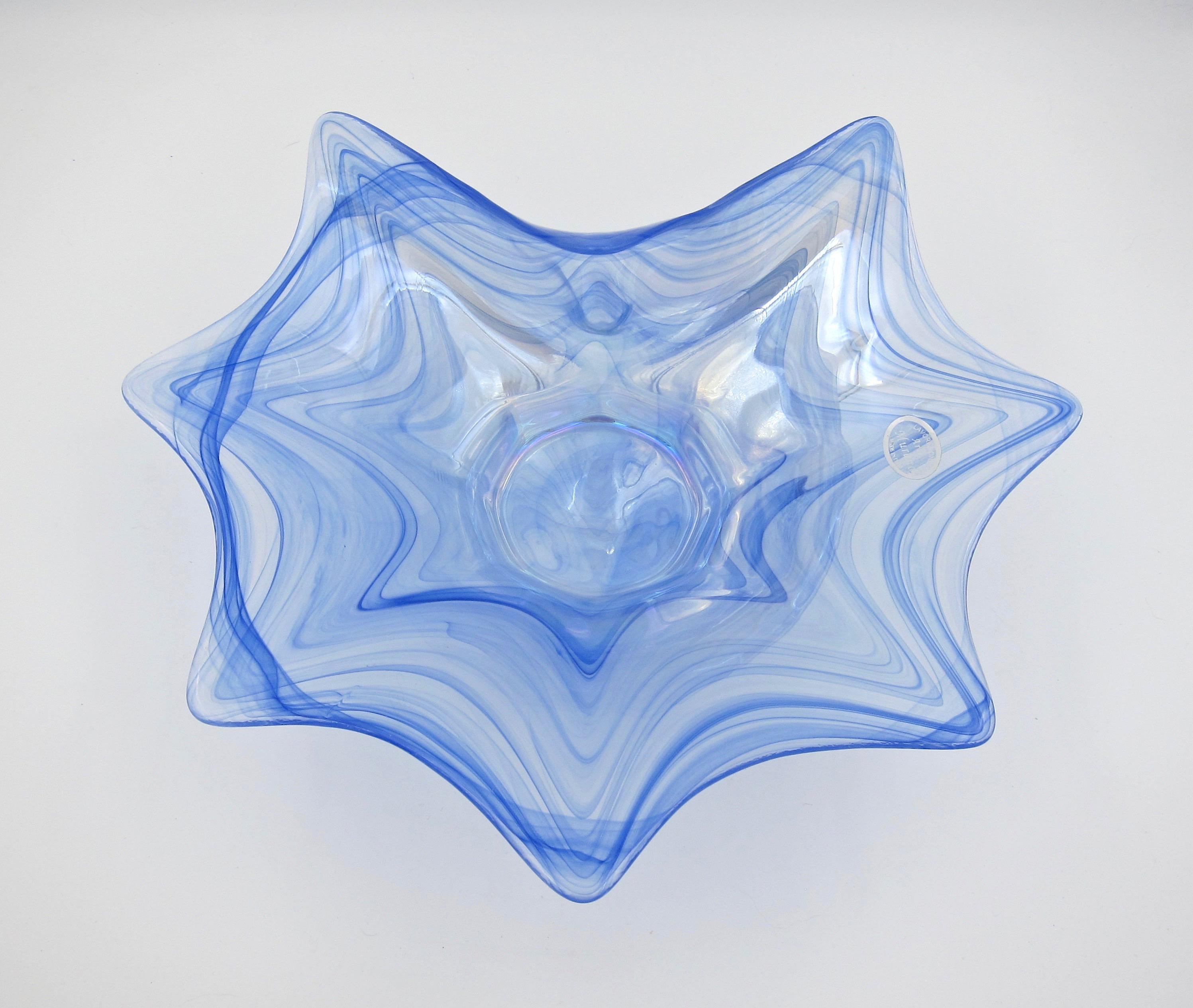 Italian Lavorazione Arte Murano Glass Bowl with Iridescence 1