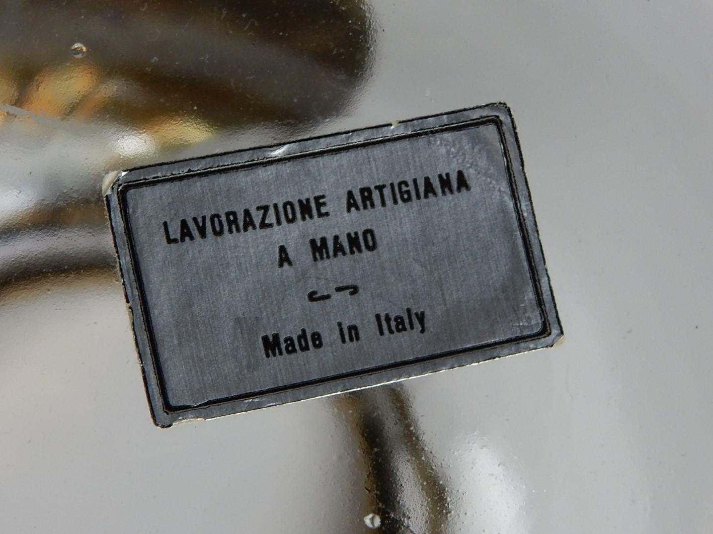 20th Century Italian Lavorazione arte Sculpted Bronze Vine & Glass Vase  For Sale