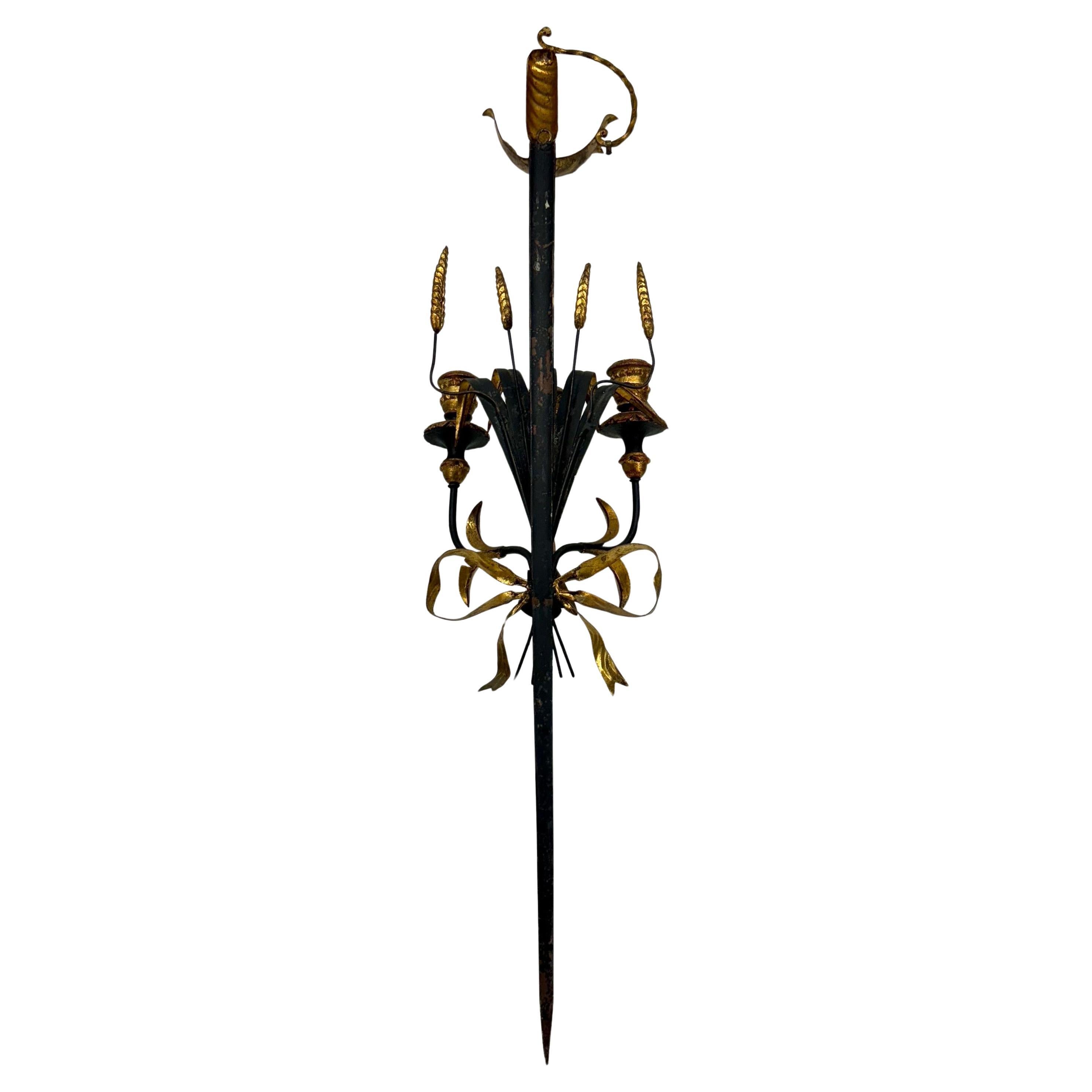 Lámpara de Pared Sable de Hoja Italiana y Trigo Dorado Negro en venta 3