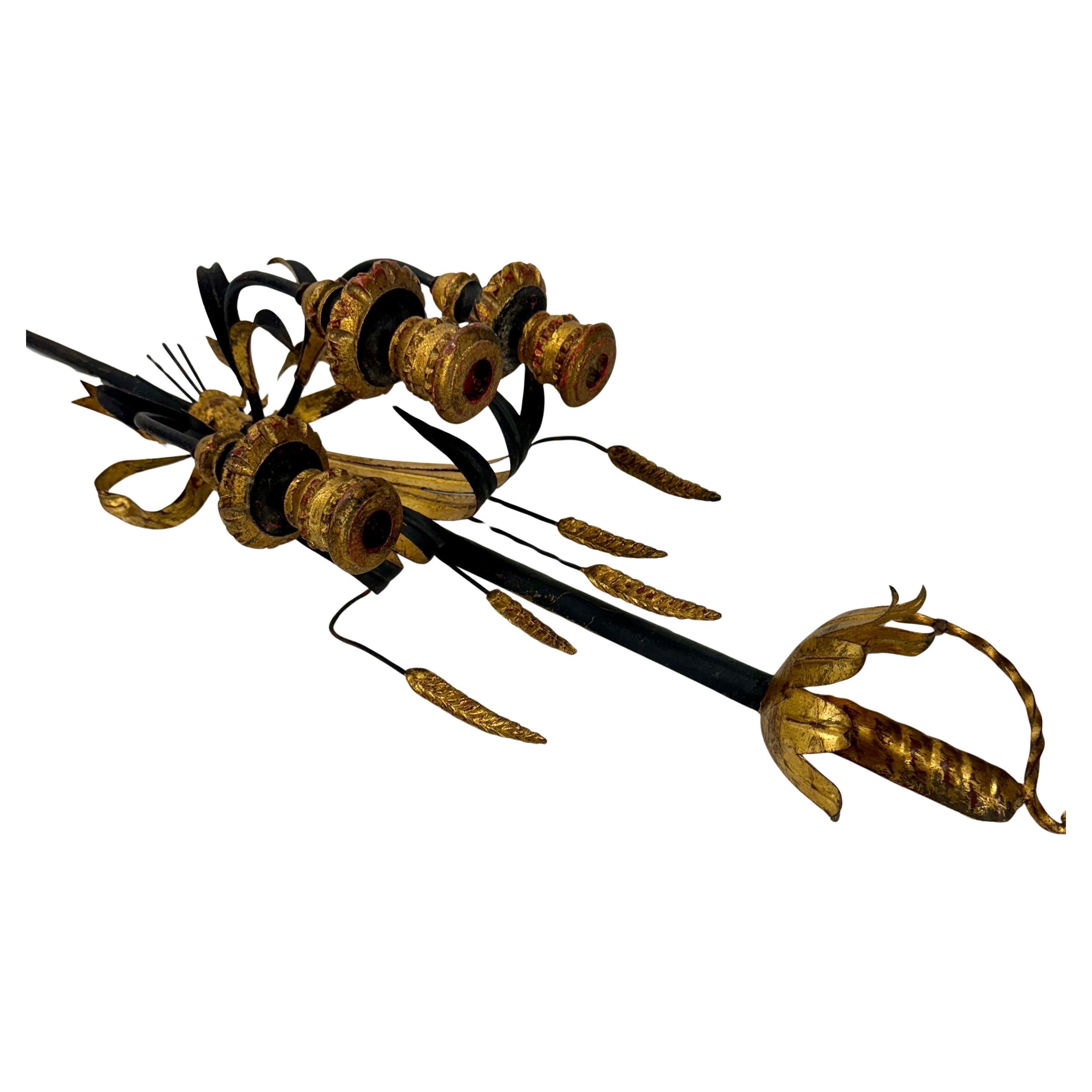 Lámpara de Pared Sable de Hoja Italiana y Trigo Dorado Negro Italiano en venta